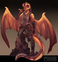 a drawing of a demon standing on top of a rock with his hands in his pockets