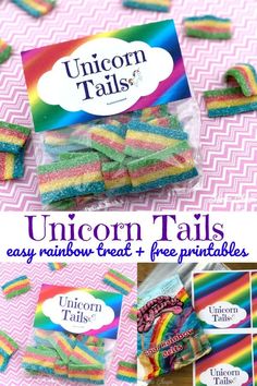 unicorn tails made out of rainbow colored candy