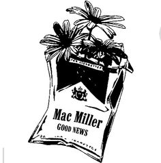 a bag with some flowers in it and the words mac miller good news on it