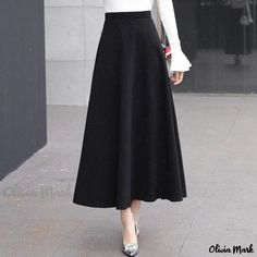 Olivia Mark - Womens Elegant High-Waisted Maxi Skirt with Thickened Pleats and Stylish Umbrella Design Tartan Pleated Skirt, Asymmetrical Maxi Skirt, Long Flared Skirt, Stylish Umbrella, High Waist Long Skirt, Fashion Umbrella, High Waisted Maxi Skirt, Umbrella Designs, Evening Gowns Elegant