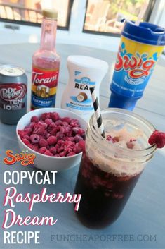 a cup of raspberry dream drink next to ice cream and yogurt