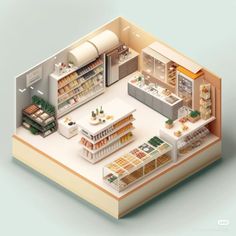 an illustrated view of a grocery store from above