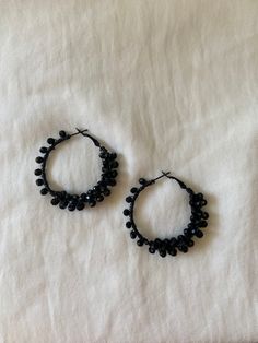 Black Hoops Black Beaded Earrings Crystal Hoop Earring for - Etsy Adjustable Hoop Earrings With Dangling Beads For Party, Black Small Hoop Jewelry For Parties, Adjustable Dangling Beads Hoop Earrings For Party, Adjustable Hoop Beaded Earrings For Party, Party Hoop Beaded Earrings, Small Hoop Beaded Earrings For Party, Black Small Hoop Earrings With Ear Wire, Black Single Earring For Wedding, Party Small Hoop Beaded Earrings