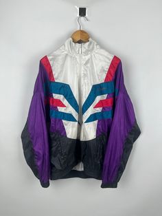 Adidas Vintage Windbreaker Track Jacket Size Medium Multicolor Tagged Size: M Measurements: 1.Length- 75CM (29.5'') 2.Chest- 60CM (23.6'') 3.Shoulders- 60CM (23.6'') 4.Sleeves- 50CM (19.6'') Condition: Gently used without any noticeable imperfections; Material: 35% Cotton 65% Polyester A90 White Track Jacket With Contrast Color For Fall, Outerwear With Contrast Color For Spring Outdoor, Contrast Color Outerwear For Outdoor Spring Activities, Contrast Color Outerwear For Outdoor In Spring, White Windbreaker With Contrast Color For Fall, Retro Winter Outerwear With Contrast Colors, Retro Color Block Long Sleeve Outerwear, Retro Long Sleeve Color Block Outerwear, White Contrast Color Windbreaker For Fall