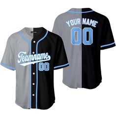 Custom Black Light Blue Gray Split Fashion Baseball Jerseys For Men & Women JN1250_6234 PRODUCT INFORMATION 100% polyester blended fabric, offers outstanding durability, insulation, and wrinkle resistance. Machine wash in cold with similar colors/no bleach/low iron. Breathable, durable, and easy to care for. Moisture-wicking. Advanced 3D Printing Technology: This makes the NEVER FADE hoodies/shirt with machine washing or hand washing. USA standard size. Please refer to our size chart before you Baseball Uniforms, Custom Baseball Jersey, Cheap Custom, Team Uniforms, Uniform Design, Baseball Team, Professional Look, Team Names, Baseball Jersey