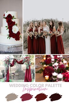 the wedding color palette is red and burgundy