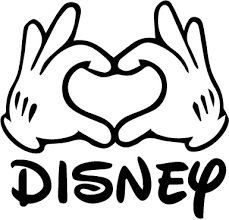 two hands making a heart shape with the word disney written in black on a white background