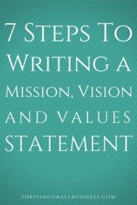 the words 7 steps to writing a mission, vision and value statement on a blue background