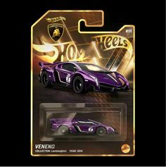 a purple sports car is shown in the packaging for hot wheels's new vehicle