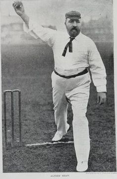 an old black and white photo of a man playing cricket