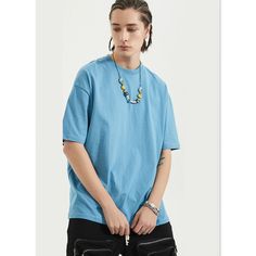 Loose Solid Dropped Shoulder Oversized Tee  Fabric: 100% Cotton  Style: Leisure, Oversized Size: S, M, L, XL, 2XL Color: White,  Gray, Dark Gray, Khaki, Yellow, Rose, Purple, Mint Green, Medium Blue, Lavender Purple, Dark-Blue, Brick Red, Bisque, Army Green, Apricot  Occasion: Outdoor, Daily,  Vacation Oversized Plain T-shirt For Summer, Oversized Blue T-shirt For Everyday, Oversized Blue T-shirt With Drop Shoulder, Blue Baggy Cotton Top, Spring Baggy Crew Neck T-shirt, Baggy Crew Neck T-shirt For Spring, Trendy Blue Drop Shoulder Tops, Casual Plain Drop Shoulder Tops, Oversized Blue Drop Shoulder T-shirt