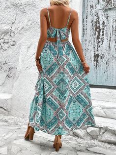 Dress 16, Cami Dress, Women Dresses, Scarf Print, Dress P, Long Dress, Split, Dress Outfits, Womens Dresses