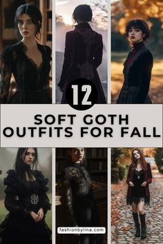 Gothic fashion has a timeless appeal that blends mystery with elegance. As autumn arrives, the cooler weather offers the perfect opportunity to explore this style.  From lace dresses to velvet coats, these outfits balance classic and modern gothic elements. Each piece is carefully selected to provide comfort and style, making it easy to confidently embrace the season. Victorian Witch Outfit, Gothic Party Outfit, Goth Fall Outfits, Goth Cottagecore Aesthetic, Dark Cottagecore Outfits, Soft Goth Fashion, Soft Goth Outfits, Dark Cottagecore Fashion, Clothes Moodboard