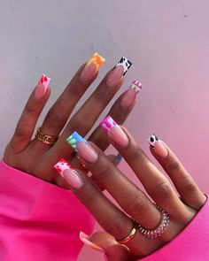 50 Enjoyable Holiday Nails to Copy Nail Crazy Design, Crazy Design Nails, Vacation Nails Inspiration, Square Nail Designs Spring, Spring Nail Inspo Short, Square Nails Colorful, Crazy Nails Designs, March Birthday Nails, Cute Spring Nails Acrylic Coffin