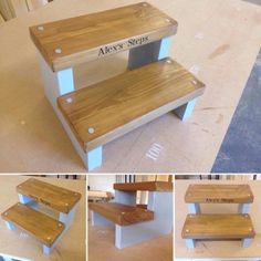 Diy Wooden Projects Step Stool Diy, Just Out Of Reach, Children Furniture, Rustic Furniture Diy, Wooden Step Stool, Wooden Steps, Diy Wooden Projects, Out Of Reach, Wood Furniture Diy