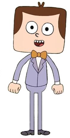 a cartoon character with an angry look on his face and chest, wearing a purple suit