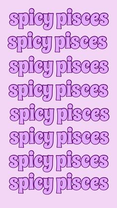 some type of text that is purple and has the words spicy pieces written in it