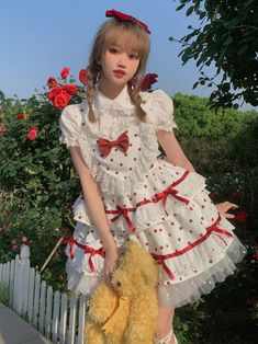 Features: Detachable heart shaped patch with lace trim can pin at front bodice, tiered skirt sweet polka-dot dress.  Attention: This price includes a dress only, others are not included.   	 		 			Size 			S 			L 		 		 			Bust 			88-92 			92-96 		 		 			Full Length 			82-84 			84-86 White Kawaii Dress With Lace Trim, Cute Polka Dot Mini Dress, Cute Tiered Dress With Lace Trim, Cute Polka Dot Dress With Ruffles, Tiered Polka Dot Dress With Ruffles, Polka Dot Tiered Dress With Ruffles, Polka Dot Patchwork Party Dress, Party Polka Dot Patchwork Dress, Polka Dot Patchwork Dress For Party