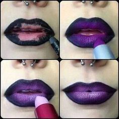 Two toned purple lip Halloween Lip Makeup, Carnaval Make-up, Halloweenský Makeup, Witch Makeup, Purple Lips, Eye Makeup Pictures, Makijaż Smokey Eye