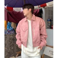 48842713039136|48842713137440|48842713202976|48842713268512 Pink Long Sleeve Outerwear With Zipper Closure, Pink Long Sleeve Outerwear With Zipper, Pink Long Sleeve Outerwear With Pockets, Casual Pink Collared Outerwear, Pink Jacket Outfit Men, Outfit Band, Pink Jacket Outfit, Cargo Coat, Autumn Streetwear