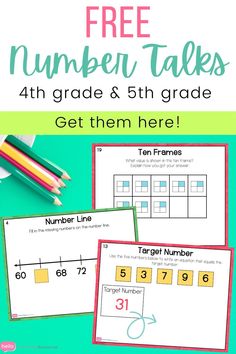 three free printable number talks for 3rd grade and 5th grade students to practice numbers