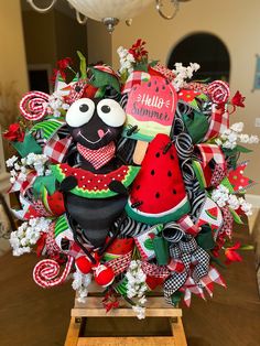 a wreath made to look like a watermelon