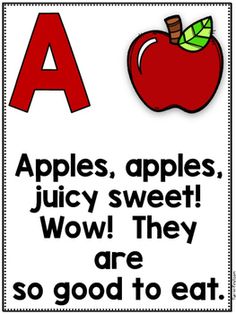 a sign that says apples, apples, juicy sweet wow they are so good to eat