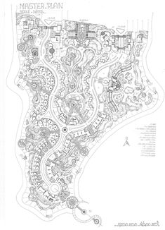 the master plan for the resort at disney's animal kingdom is shown in black and white