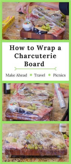 how to wrap a charcuterie board in plastic and then put it in a bag