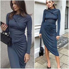 New With Tags Bloggers Favorite! #Knotted#Mesh# Midi Blue Dress, Blue Dress Long Sleeve, Blue Dress Long, Blue Long Sleeve Dress, Winter Capsule, Asymmetric Dress, Dress Long Sleeve, Blue Midi Dress, Asymmetrical Dress