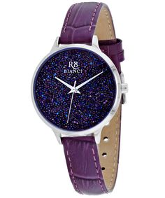 Roberto Bianci Gemma Collection Model Rb0242 Watch - Quartz Movement View 1 Purple Watch, Purple Cases, Purple Band, Purple Crystal, Fashion Jewelry Earrings, Purple Leather, Purple Crystals, Leather Band, Quartz Movement