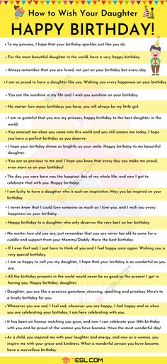 a birthday wish card with the words how to wish your daughter happy birthday