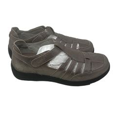 Ginger Fisherman Sandal By Drew The Drew Ginger Shoe Provides Exceptional Ventilation With Its Strappy Leather Upper, While The Orthotic-Friendly Plus Fitting System Ensures Deep Comfort. Features: Pewter Silver Adjustable Strap Arch Support Breathable Removable Footbed Sandals Drilex Lining With Aegis Keeps Your Feet Free Of Moisture And Bacteria Leather Upper Size: Womens 11 Measurements: Heel Height 1.75 In / 4 Cm Condition: New Without Box No Box Casual Classic Comfortable Relaxed Everyday E Leather Sandals With Cushioned Footbed, Leather Low-top Sandals With Cushioned Footbed, Gray Leather Slip-on Sandals, Classic Silver Leather Sandals, Metallic Leather Sandals With Cushioned Footbed, Comfortable Gray Leather Walking Shoes, Classic Silver Round Toe Sandals, Drew Shoes, Spring Vacation