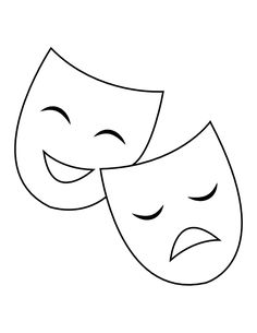 two masks with faces drawn in black and white