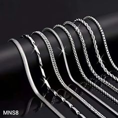 Here's Men Big Silver Jewelry Set! You Get 8 Necklaces! All Of The Necklaces Is Different! There Not Small There Good Necklaces. Street Style Necklace, Moda Hip Hop, Casual Necklaces, Stainless Steel Chain Necklace, Rock Jewelry, Necklace Men, Daily Jewelry, Mens Chain Necklace, Mens Jewelry Necklace