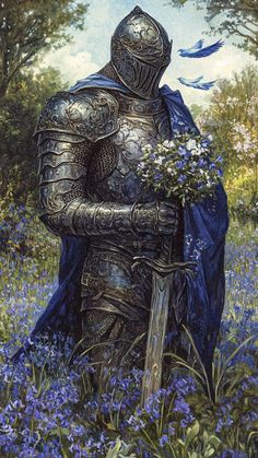 #story #youtube #storytime Colorful Fantasy Aesthetic, Bright Fantasy Art, Fantasy Lockscreen, Meaningful Wallpaper, Knight And Shining Armor, Knight And Lady, Knight Of Flowers, Knight Paintings, Medieval Wallpaper