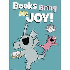 the book cover for books bring me joy with an elephant and pig flying through the air