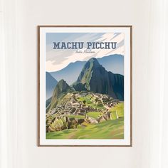 there is a poster on the wall in this room that says machu picchu