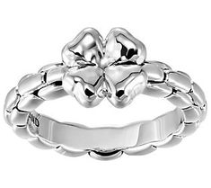 Bold in style and rich in dazzle, this sterling silver ring is stunning on its own or paired with other stackable styles. From JAI. Textured Ring, Silver Box, Ring Size Guide, Box Chain, Band Ring, Sterling Silver Ring, Floral Rings, Band Rings, In Style