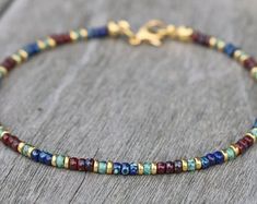 Dainty Colorful Beaded Anklets As Gift, Dainty Anklets With Colorful Beads As Gift, Dainty Colorful Beads Anklets As A Gift, Minimalist Handmade Beaded Anklets, Minimalist Handmade Anklets With Round Beads, Turquoise Anklet, Turquoise Glass, Beaded Anklets, Ankle Bracelets