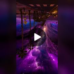 an image of a purple sky with stars and clouds in the foreground, as well as a video player's eye view