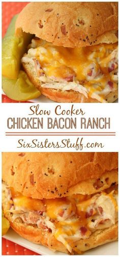 slow cooker chicken bacon ranch sandwiches