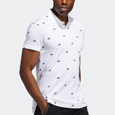 Adidas Must Haves Allover Print Polo White FT2800 (Men's/Short Sleeve) Adidas Cotton Golf Tops, Men Short Sleeve, Must Haves, Mens Short, Adidas, Patio, Sneakers, White, Patios