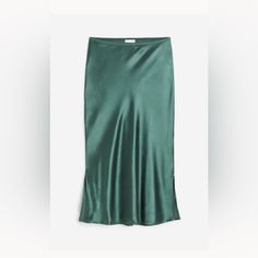 Brand New With Tags Green Satin Skirt From H&M. Color Listed As “Teal” But Looks More Green (Accurate Shade In Pictures). Size Small, Sold Out Online. H&m Relaxed Midi Skirt, Elegant H&m Midi Skirt, H&m Relaxed Fit Midi Skirt, H&m Long Relaxed Skirt, H&m Elegant Mini Skirt For Summer, Elegant H&m Mini Skirt For Summer, Elegant H&m Lined Bottoms, Elegant Relaxed Skirt From H&m, Elegant Lined Skirt By H&m