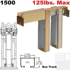 the box track is made from wood and has two sliding doors on each side, with measurements