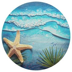 a painting of a starfish on the beach