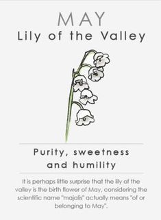 three different labels with flowers and the words june rose, lily of the valley, purify, sweetness and humility