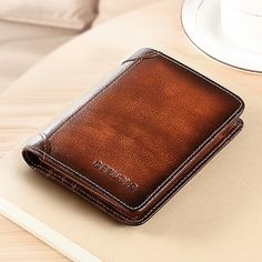 Men's Wallet Credit Card Holder Wallet Cowhide Shopping Daily Zipper Large Capacity Foldable Durable Solid Color Black Blue Brown 2024 - $20.99 Men Wallet, Coffee Fashion, Rfid Blocking Wallet, Id Wallet, Brown Coffee, Rfid Wallet, Wallet Organization, Leather Wallet Mens, Wallet Fashion