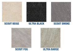 the different types of tile that are available in various colors and sizes, including black, white