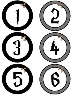 the numbers are arranged in black and white circles with lightning bolt symbols on each circle